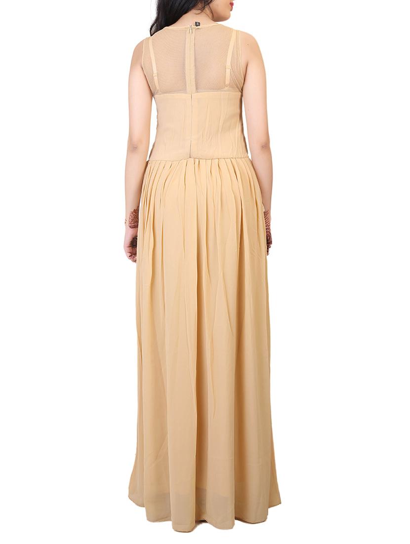 beige georgette maxi dress - 12307196 - Zoom Image - 3
