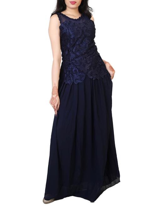 navy blue georgette maxi dress - 12307197 - Standard Image - 1