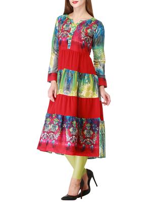 red viscose aline kurta - 12308413 - Standard Image - 2