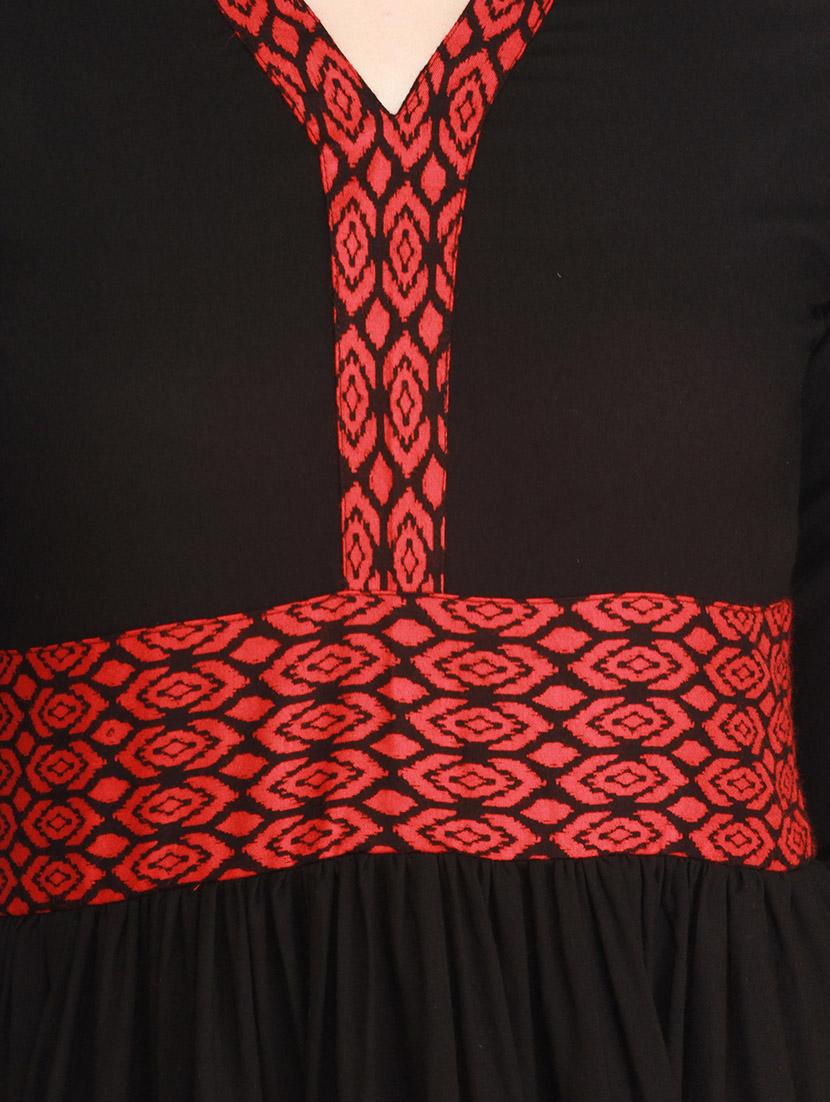 black viscose printed tiered kurta - 12308415 - Zoom Image - 3
