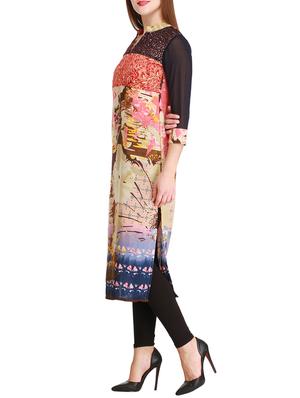 beige viscose straight kurta - 12308418 - Standard Image - 2