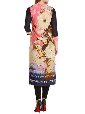 beige viscose straight kurta - 12308418 - Standard Image - 3