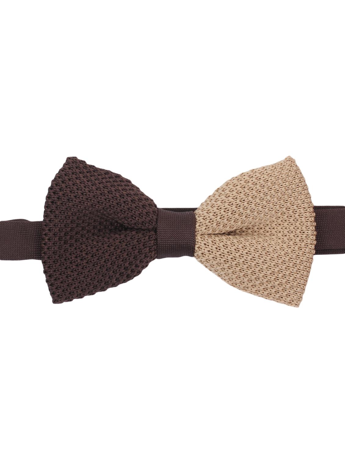 brown & beige knitted bow ty - 12315186 - Zoom Image - 1