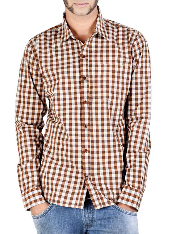 brown cotton casual shirt