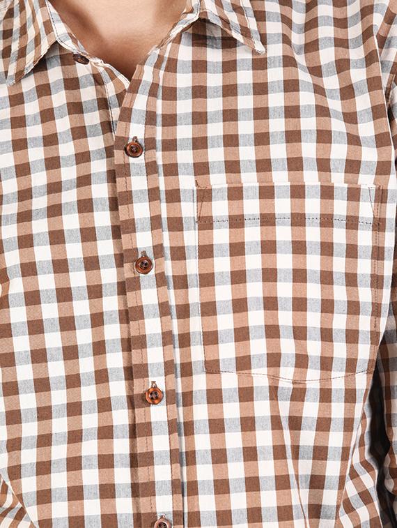 brown cotton casual shirt - 12315706 - Zoom Image - 4