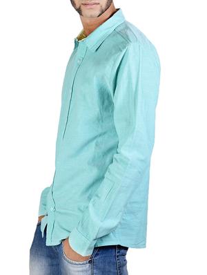 aqua blue cotton casual shirt - 12315709 - Standard Image - 2