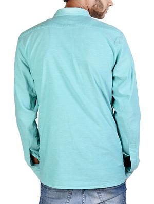aqua blue cotton casual shirt - 12315709 - Standard Image - 3