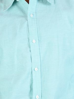 aqua blue cotton casual shirt - 12315709 - Standard Image - 4