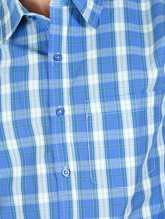 blue cotton check casual shirt - 12315710 - Zoom Image - 4