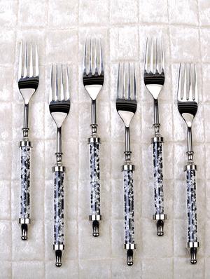 black & white beads dinner fork set (set of 6) - 12317265 - Standard Image - 2