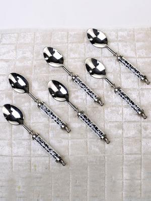 black & white beads dinner spoon set (set of 6) - 12317267 - Standard Image - 2