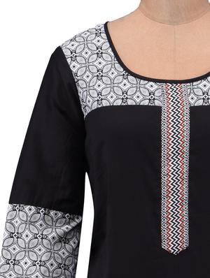black printed cotton kurta - 1232055 - Standard Image - 4