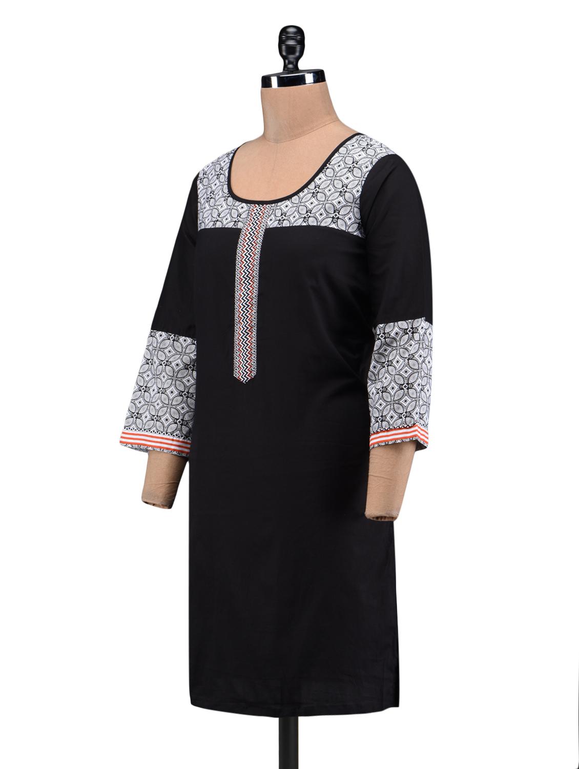 black printed cotton kurta - 1232055 - Zoom Image - 2
