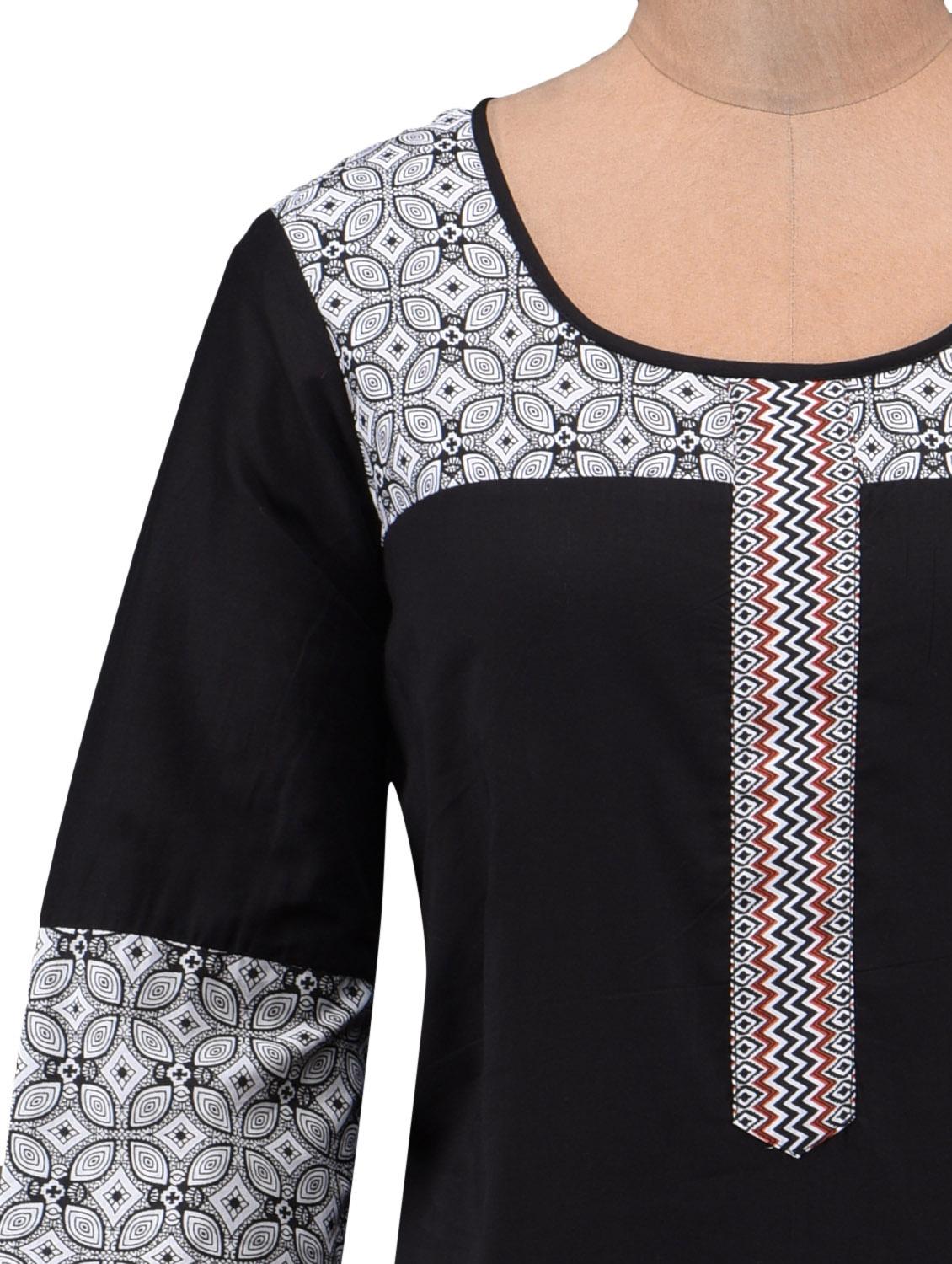 black printed cotton kurta - 1232055 - Zoom Image - 4