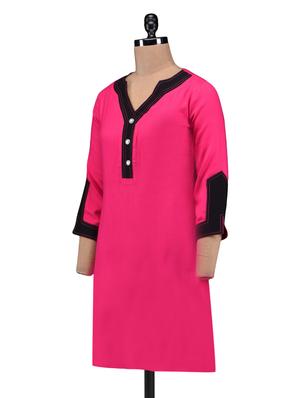 pink plain rayon kurta - 1232060 - Standard Image - 2
