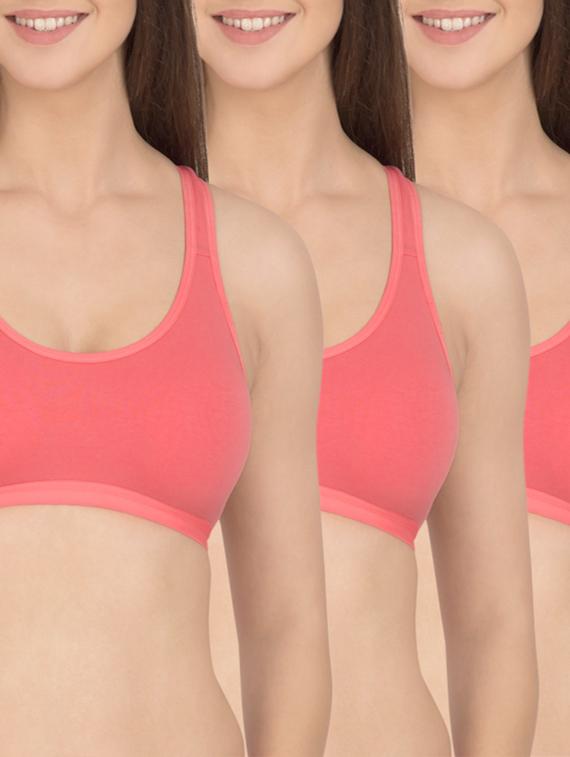 solid pink cotton sports bra (set of 3) - 12320602 - Zoom Image - 1