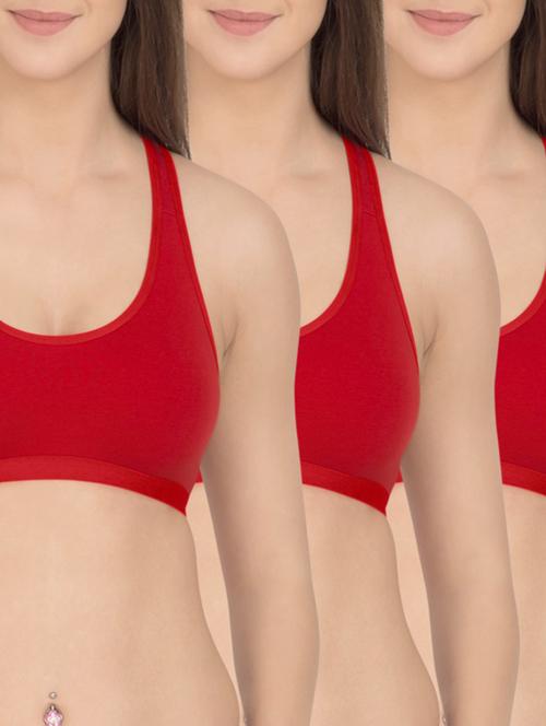 solid pink cotton sports bra (set of 3) - 12320605 - Standard Image - 1