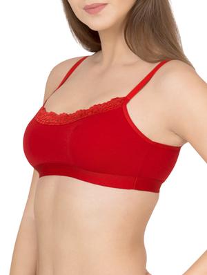 solid red cotton camisole bra (set of 3) - 12320611 - Standard Image - 3