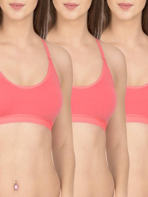 solid peach cotton sports bra (set of 3) - 12320614 - Standard Image - 1