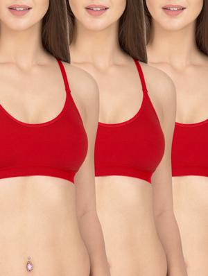 solid red cotton sports bra (set of 3) - 12320617 - Standard Image - 2