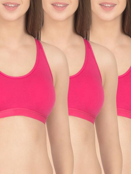 solid pinkcotton sports bra (set of 3) - 12320621 - Standard Image - 1