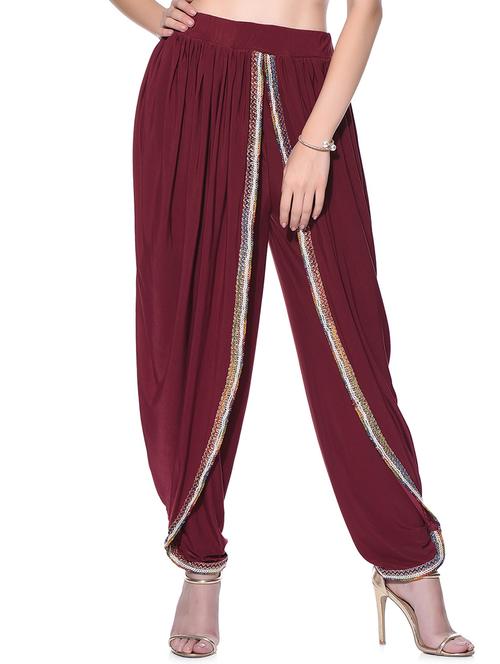 maroon silk blend dhoti salwar - 12320674 - Very Small Image - 1