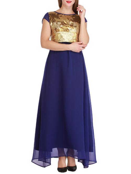 sequin embellished laced panel maxi dress - 12323652 - Standard Image - 1