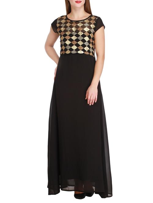 black georgette dress - 12323653 - Standard Image - 1
