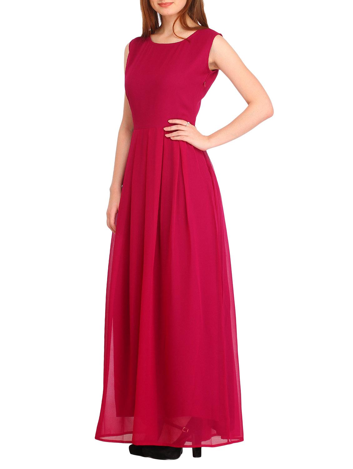 round neck pleated maxi dress - 12323655 - Zoom Image - 2