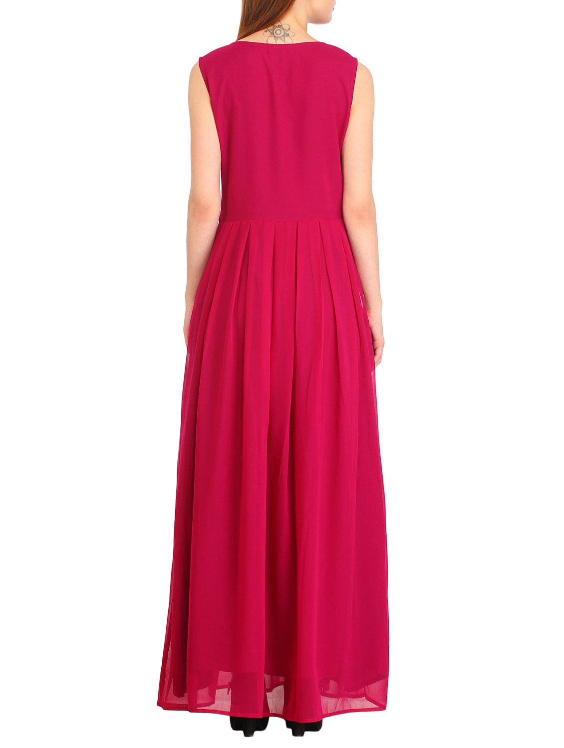 round neck pleated maxi dress - 12323655 - Zoom Image - 3