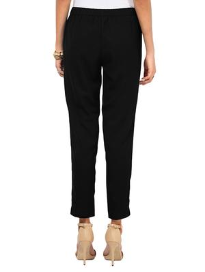black polyester pleated casual trouser - 12324122 - Standard Image - 3