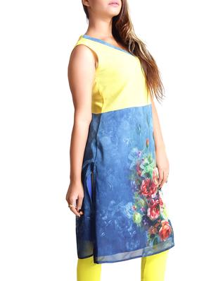 blue georgette straight kurta - 12327408 - Standard Image - 2