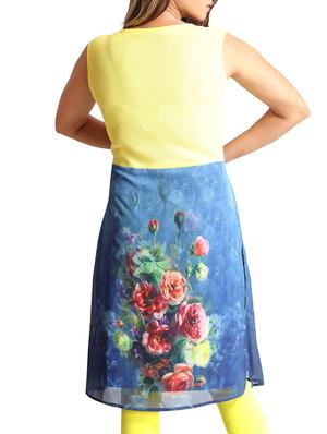blue georgette straight kurta - 12327408 - Standard Image - 3