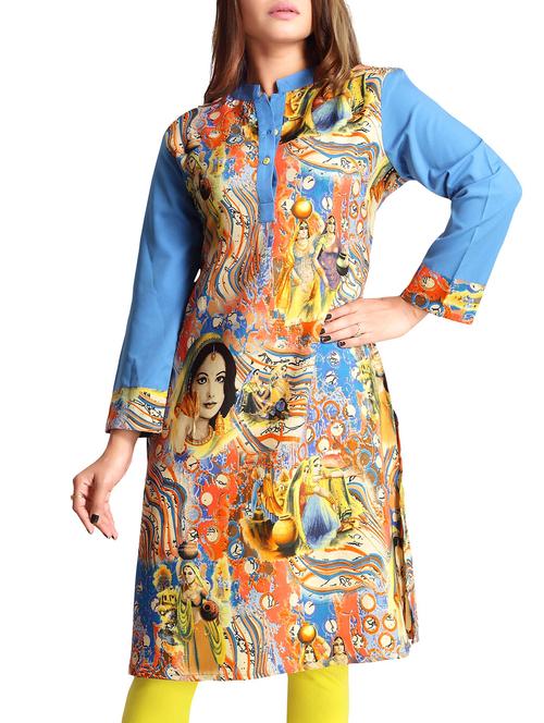 multi color crepe straight kurta - 12327410 - Standard Image - 1