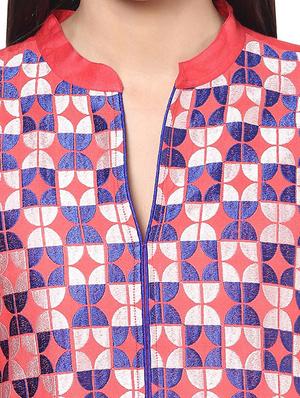 peach viscose straight kurta - 12328358 - Standard Image - 4