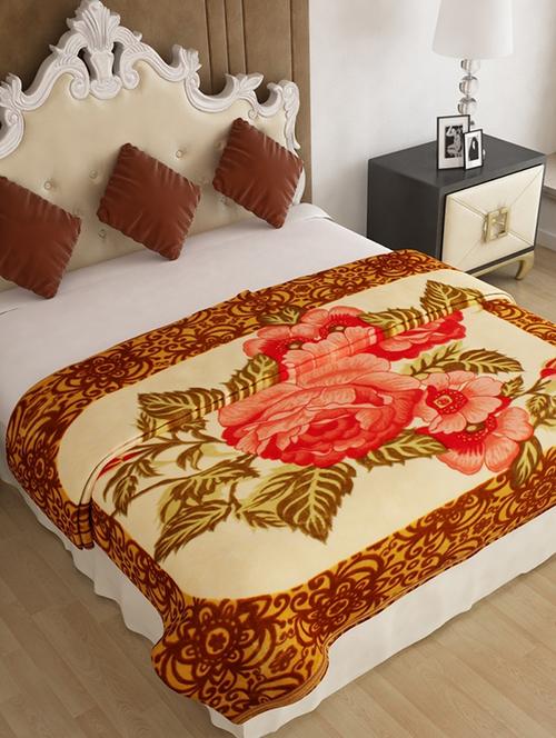 home candy warm & soft attractive floral double bed mink blanket - 12328594 - Standard Image - 1
