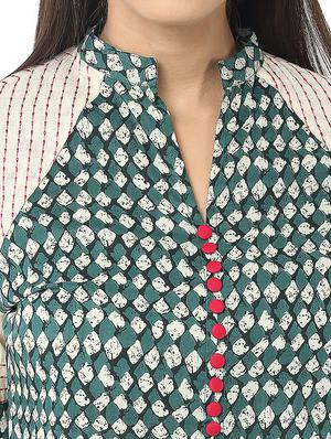 green cotton kurta with salwar - 12329539 - Standard Image - 4