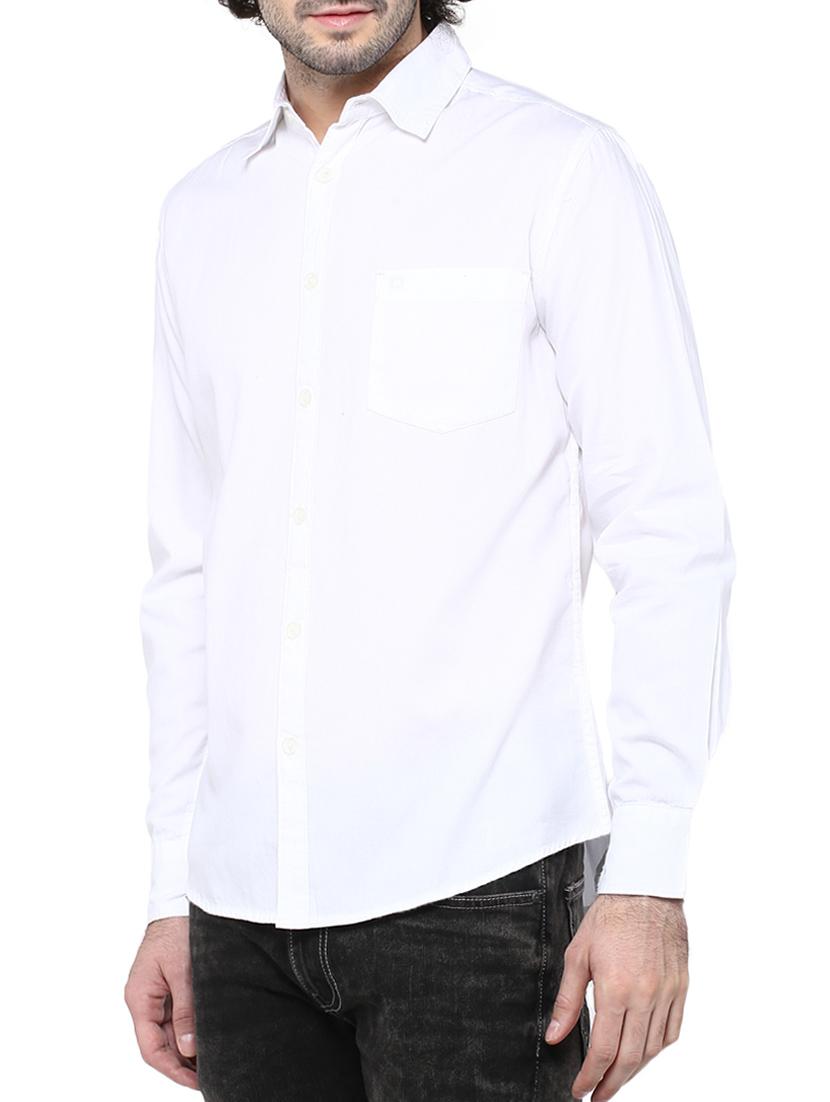 white cotton casual shirt - 12330018 - Zoom Image - 2