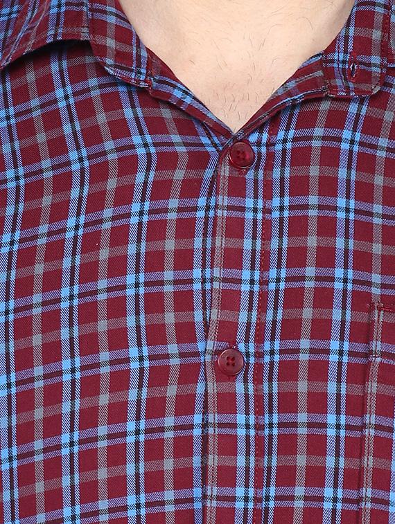 red cotton casual shirt - 12330020 - Zoom Image - 4