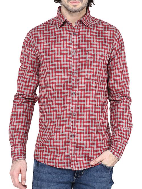 red cotton casual shirt - 12330023 - Standard Image - 1