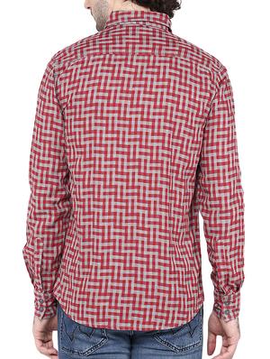 red cotton casual shirt - 12330023 - Standard Image - 3