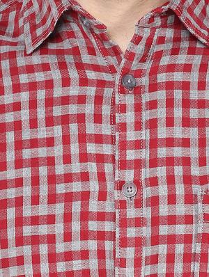 red cotton casual shirt - 12330023 - Standard Image - 4