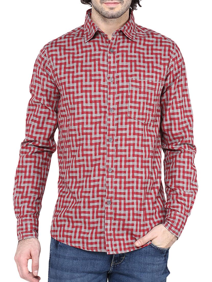 red cotton casual shirt - 12330023 - Zoom Image - 1