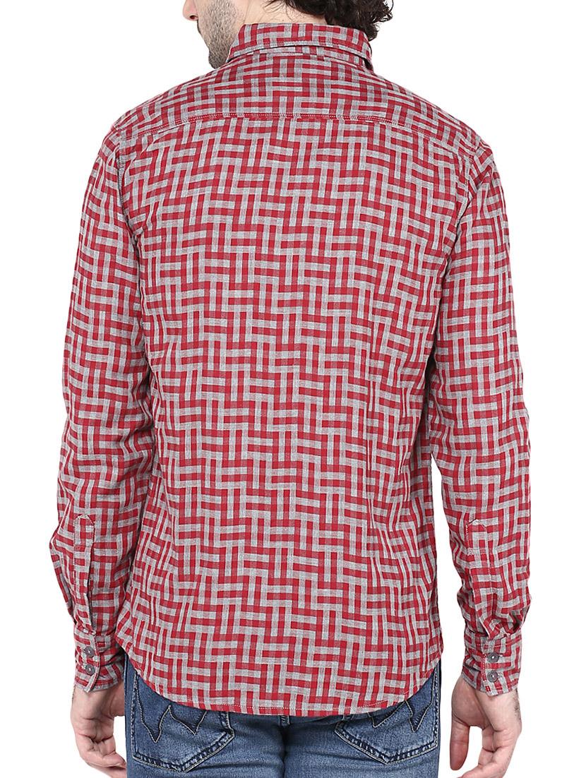 red cotton casual shirt - 12330023 - Zoom Image - 3