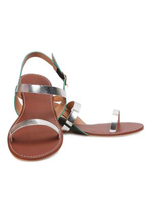silver leatherette sandal - 12331682 - Standard Image - 3