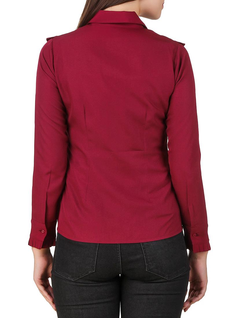 maroon polyester shirt - 12332162 - Zoom Image - 3
