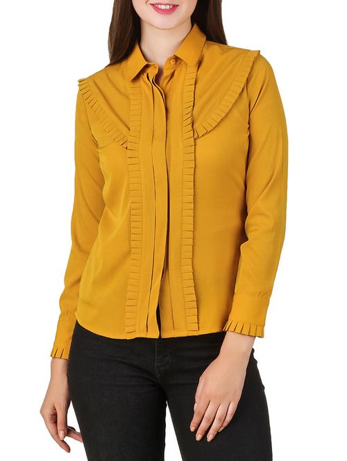 mustard yellow polyester shirt - 12332165 - Standard Image - 1