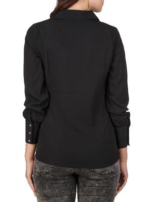 embellished collar edge solid shirt - 12332173 - Standard Image - 3
