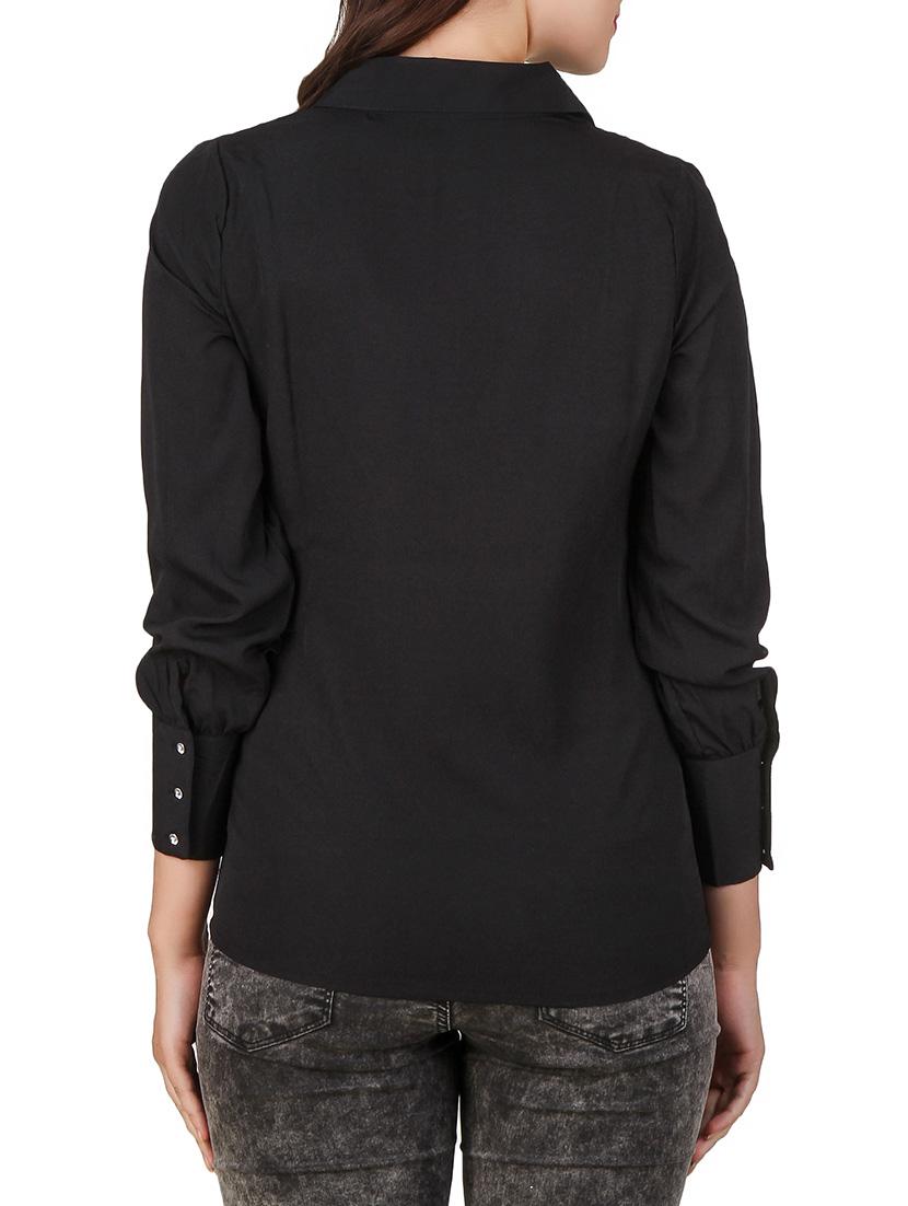 embellished collar edge solid shirt - 12332173 - Zoom Image - 3