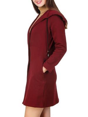 maroon fleece coatigan - 12332193 -  Standard Image - 1